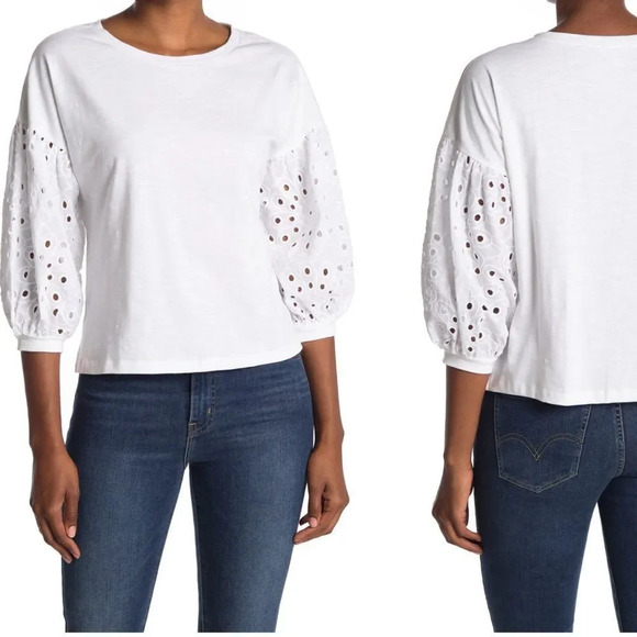 Eyelet sleeve top - Picture 1 of 2